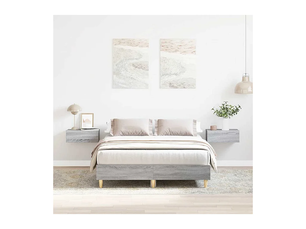 Cadre de lit sans matelas sonoma gris 120x200cm bois ingénierie