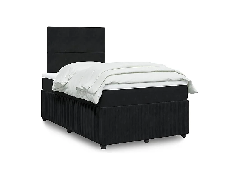 Sommier à lattes de lit avec matelas noir 120x190 cm velours