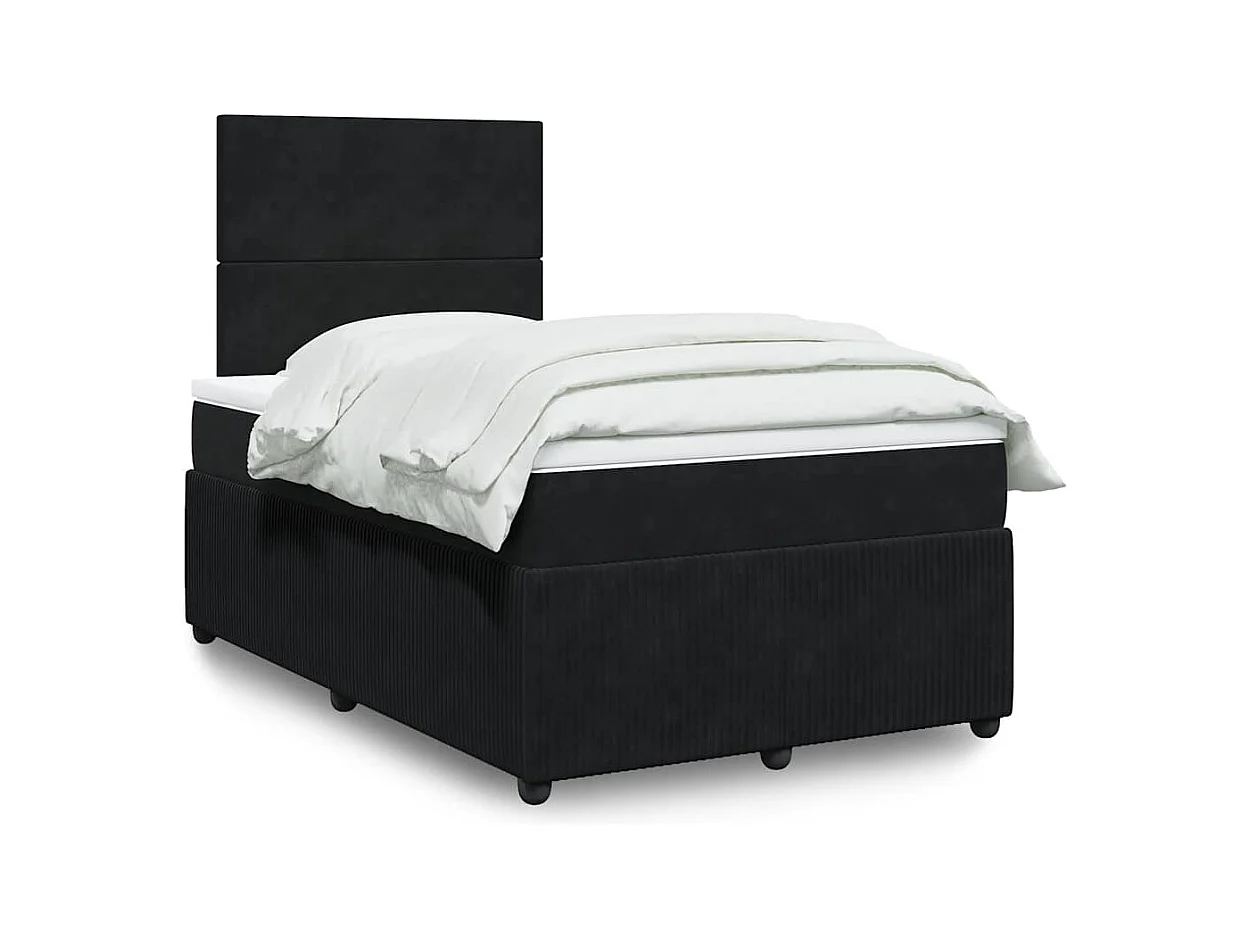 Sommier à lattes de lit avec matelas noir 120x190 cm velours