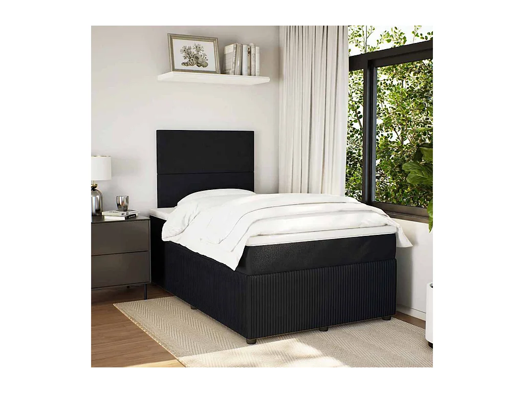 Sommier à lattes de lit avec matelas noir 120x190 cm velours