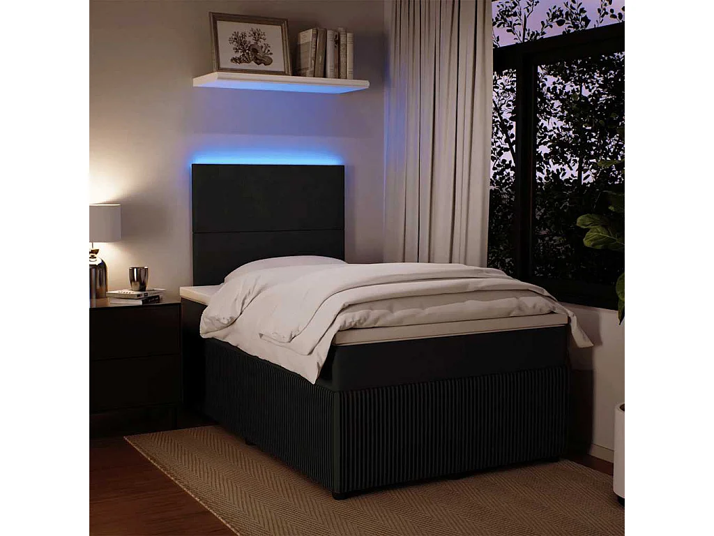 Boxspringbett mit Matratze Schwarz 120x190 cm Samt