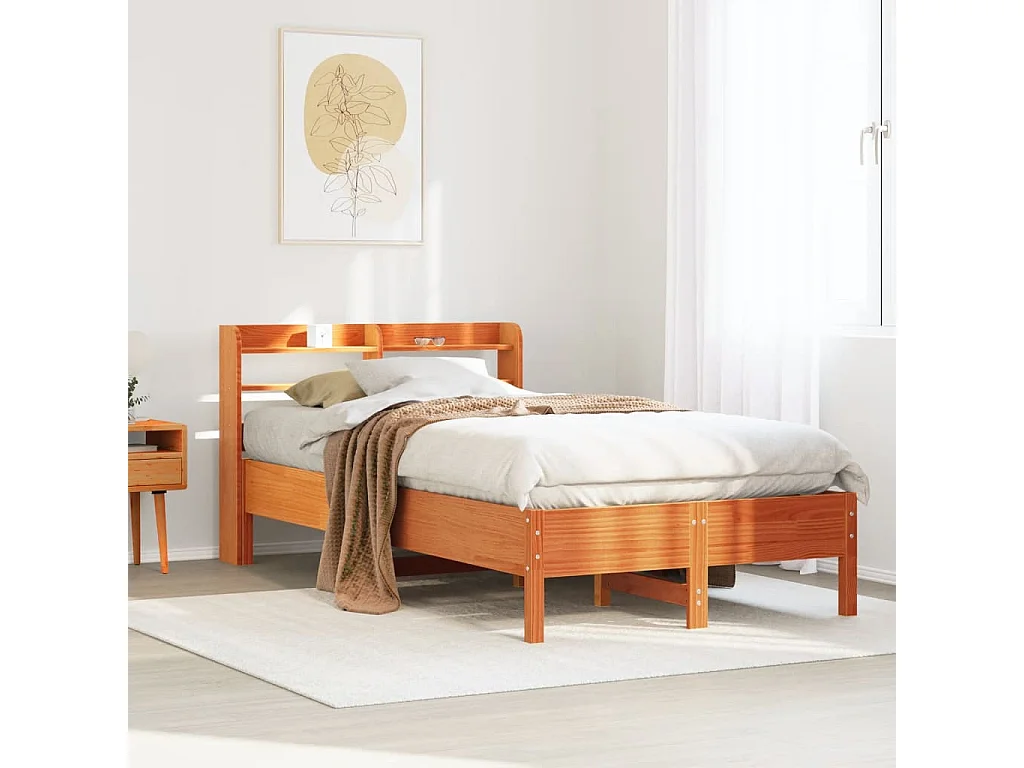 Massivholzbett ohne Matratze Wachsbraun 120x190 cm Kiefernholz