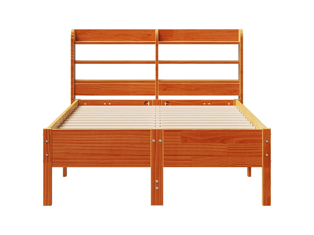 Massivholzbett ohne Matratze Wachsbraun 120x190 cm Kiefernholz