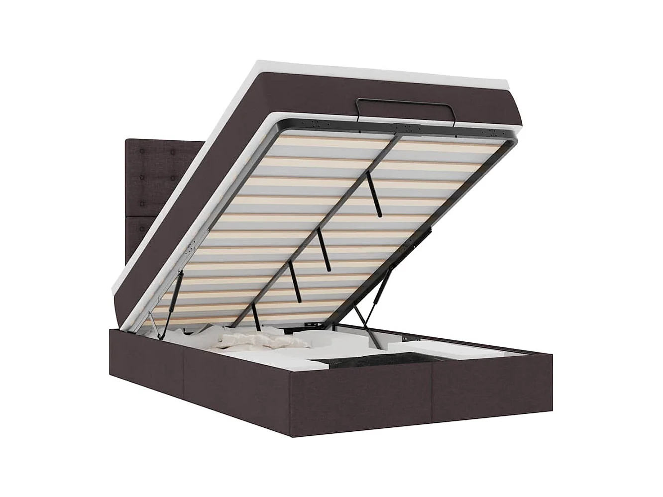 Ottoman-Bett mit Matratze Dunkelbraun 120x190 cm Stoff