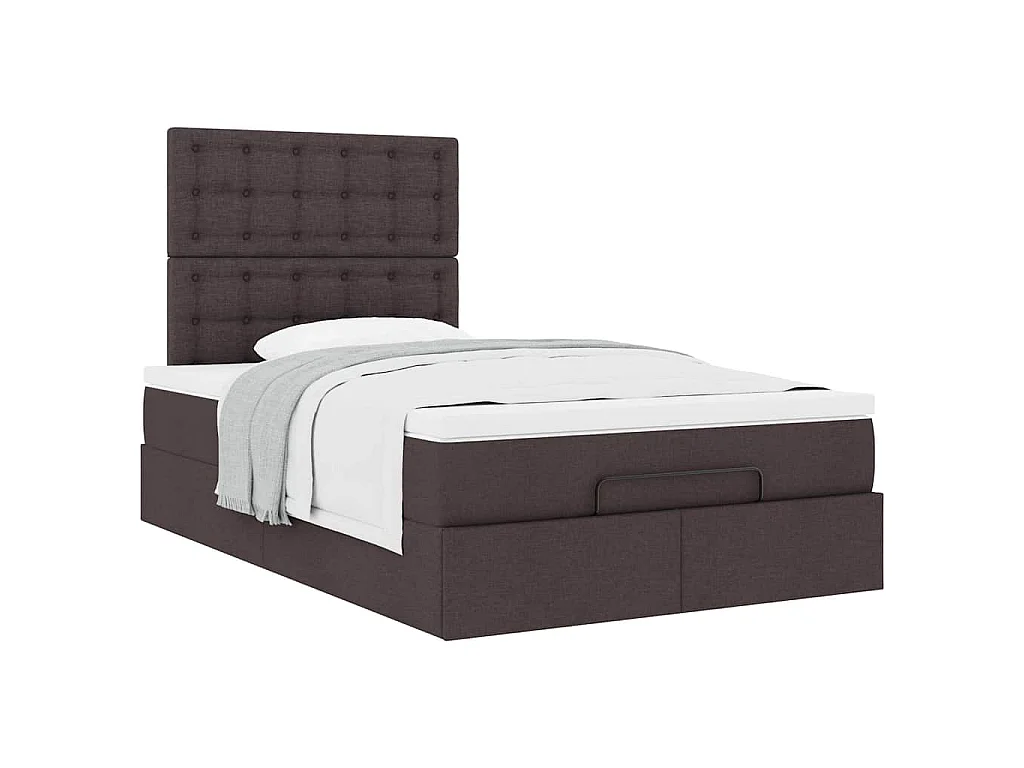 Ottoman-Bett mit Matratze Dunkelbraun 120x190 cm Stoff