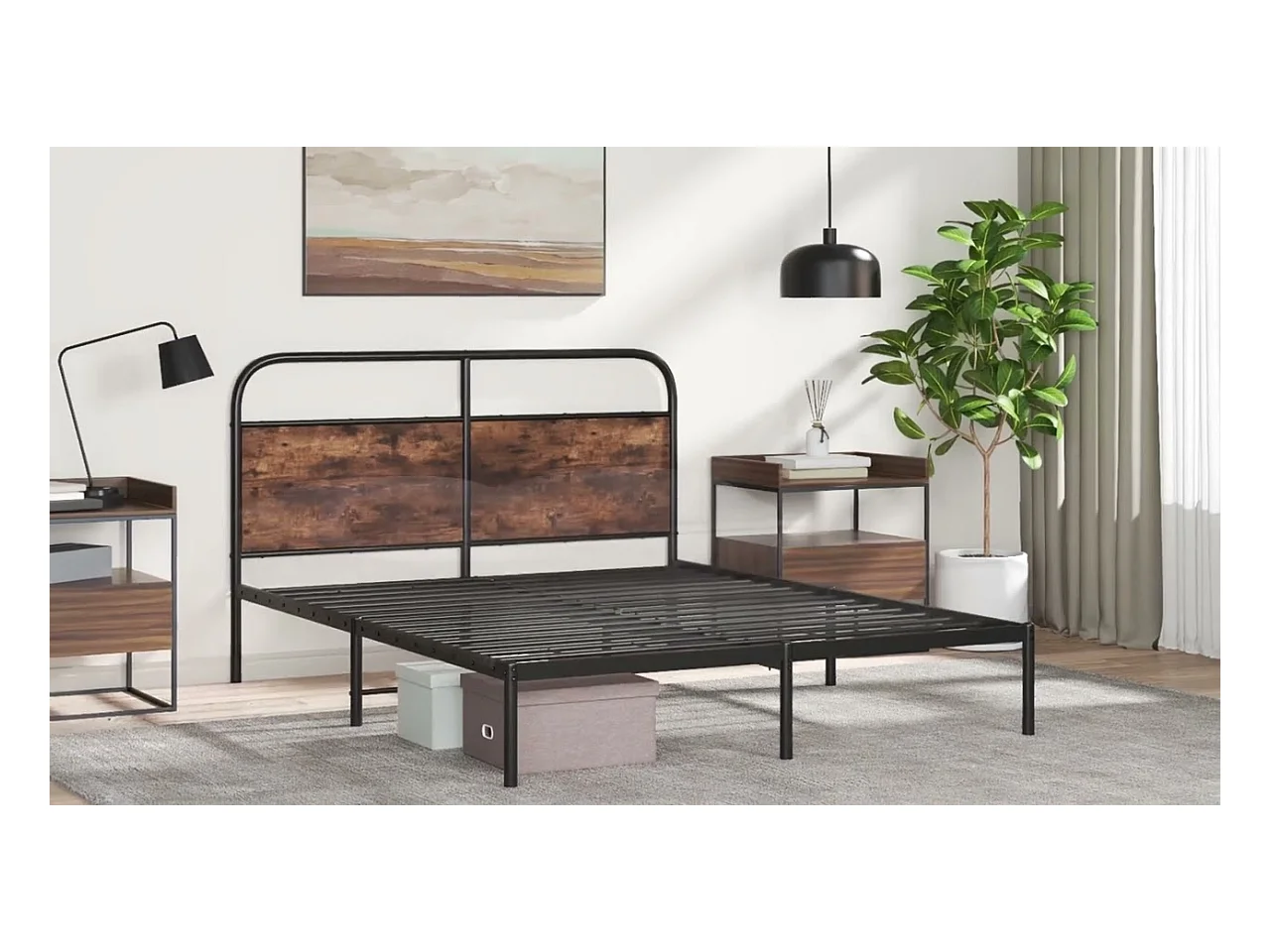 Bettgestell ohne Matratze 120x200 cm Braun Eichen-Optik