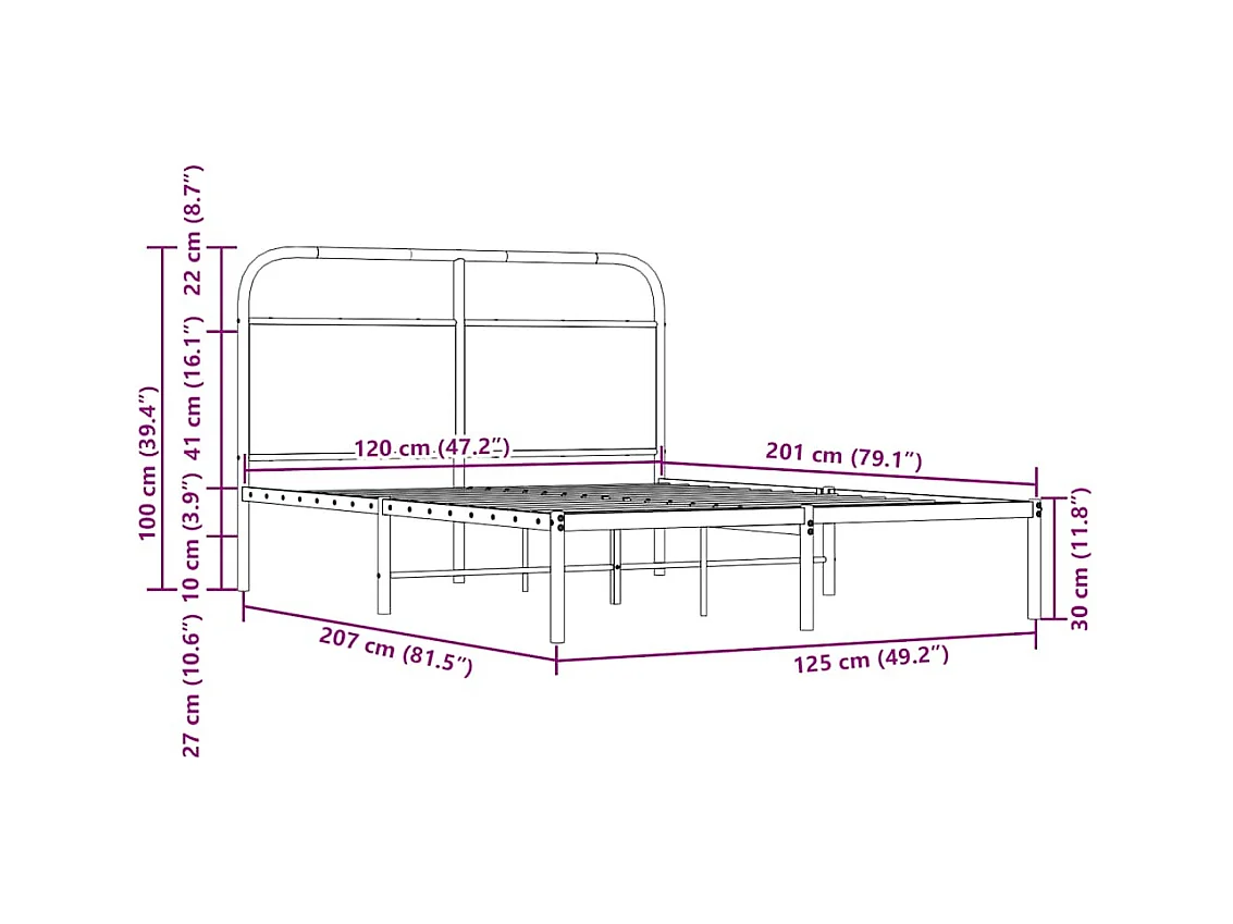 Bettgestell ohne Matratze 120x200 cm Braun Eichen-Optik