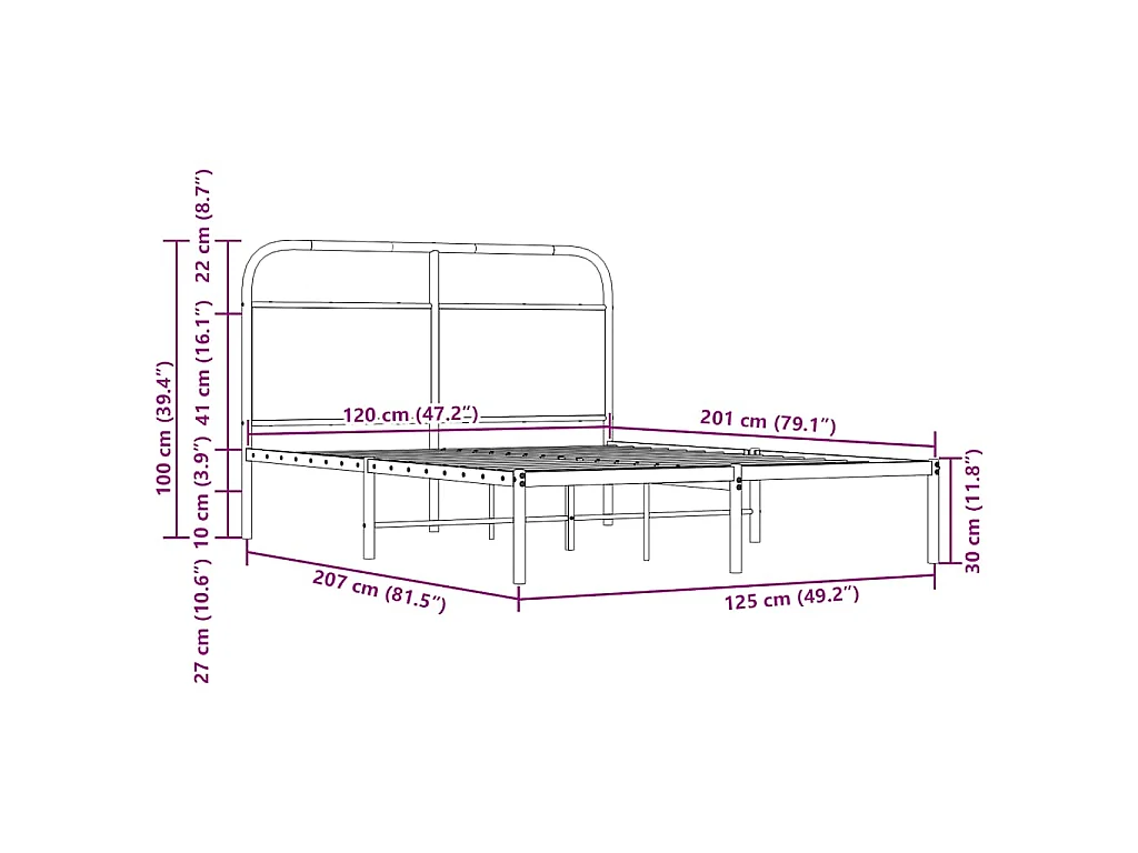 Cadre de lit sans matelas 120x200 cm chêne marron