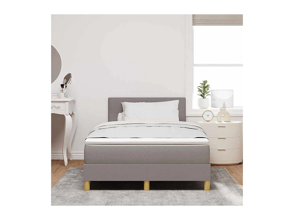 Lit boxspring avec matelas Taupe 120 x 200 cm tissu