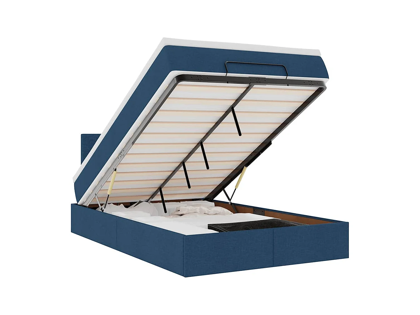 Bed poef met matras en LED's 120x200 cm stof blauw