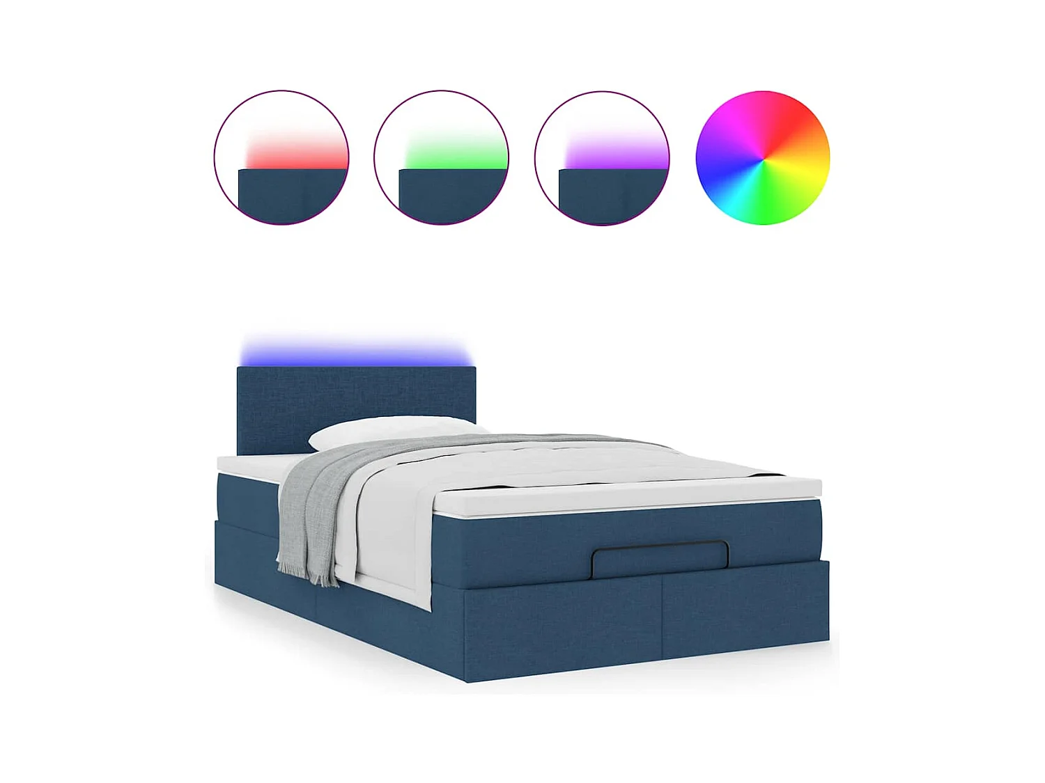 Bed poef met matras en LED's 120x200 cm stof blauw