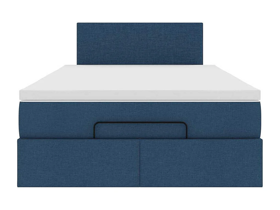 Ottomane Bett mit Matratze & LEDs Blau 120x200 cm Stoff