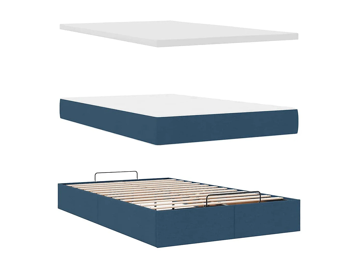 Ottomane Bett mit Matratze & LEDs Blau 120x200 cm Stoff