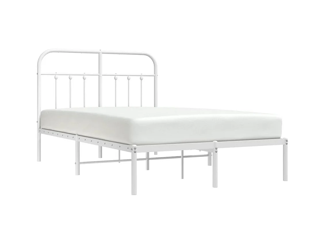 Cadre de lit métal sans matelas et tête de lit blanc 120x190 cm