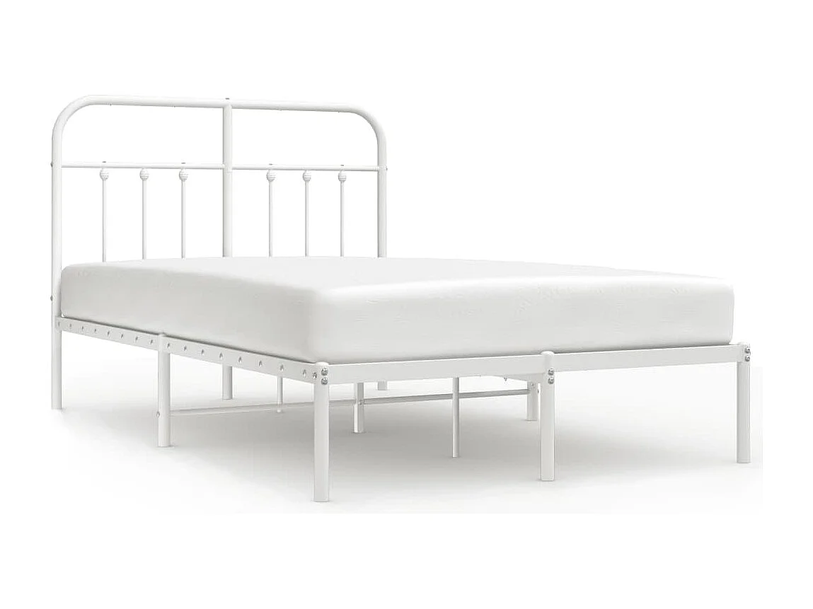 Bedframe met hoofdbord metaal wit 120x190 cm
