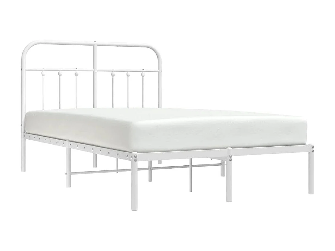 Bedframe met hoofdbord metaal wit 120x190 cm