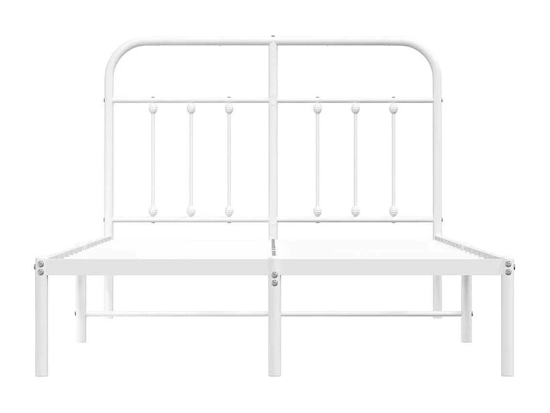 Bedframe met hoofdbord metaal wit 120x190 cm