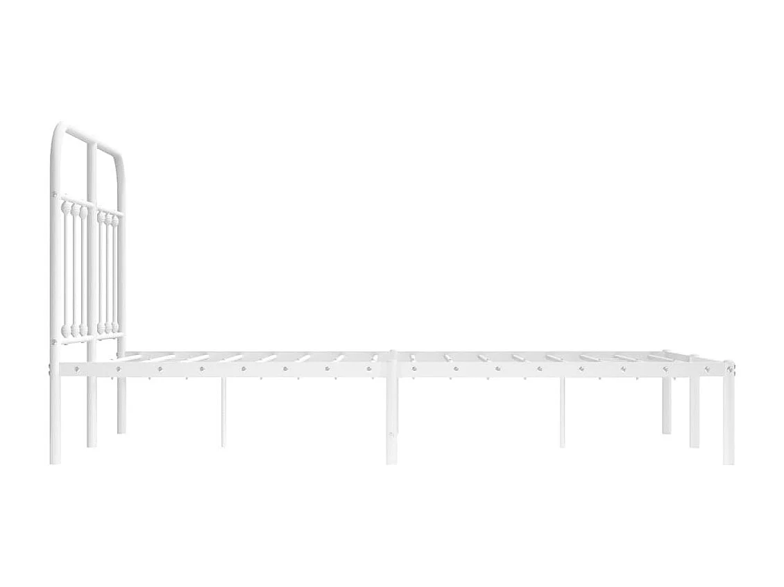 Bedframe met hoofdbord metaal wit 120x190 cm
