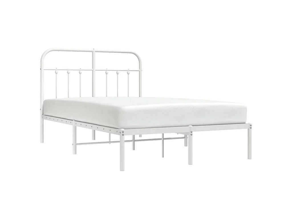 Cadre de lit métal sans matelas et tête de lit blanc 120x190 cm