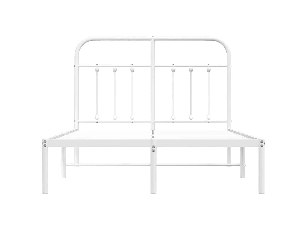 Cadre de lit métal sans matelas et tête de lit blanc 120x190 cm