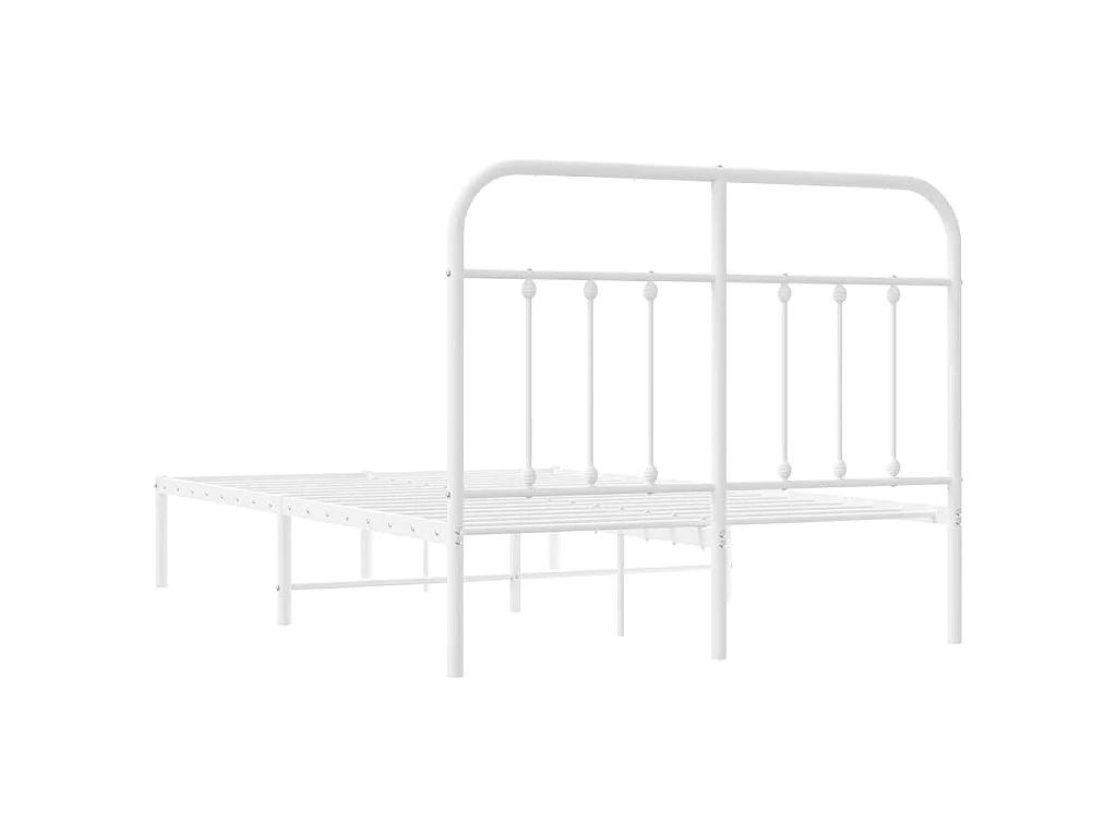 Cadre de lit métal sans matelas et tête de lit blanc 120x190 cm