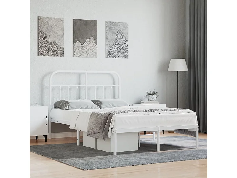 Giroletto con Testiera Metallo Bianco 120x190 cm