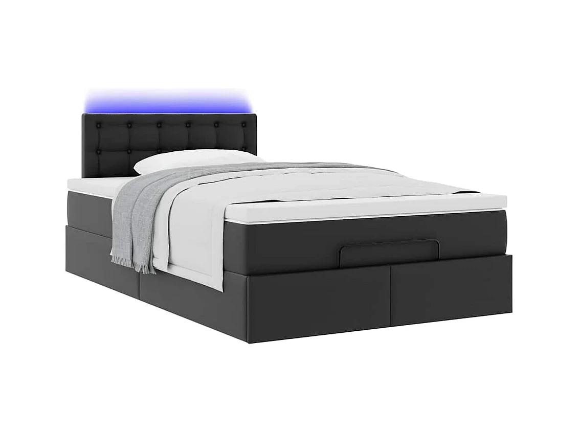 Cadre de lit ottoman avec matelas noir 120x200 cm similicuir