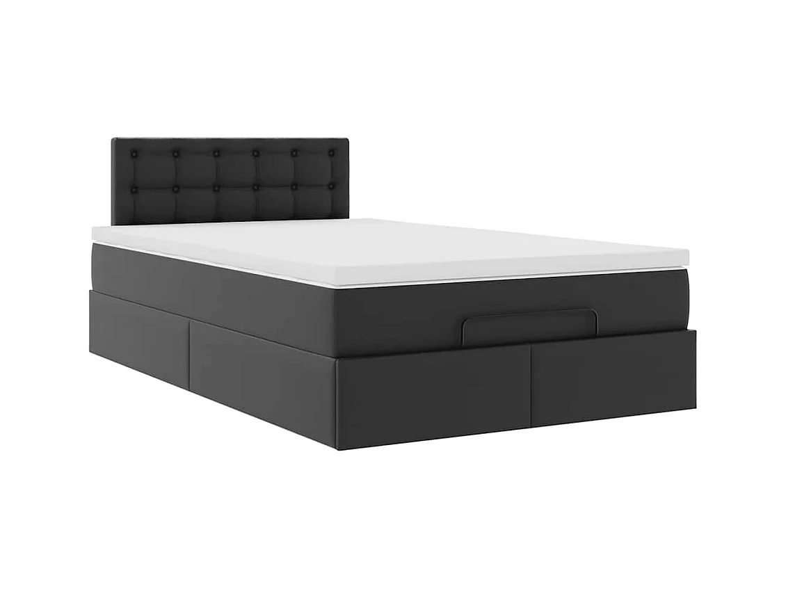 Cadre de lit ottoman avec matelas noir 120x200 cm similicuir