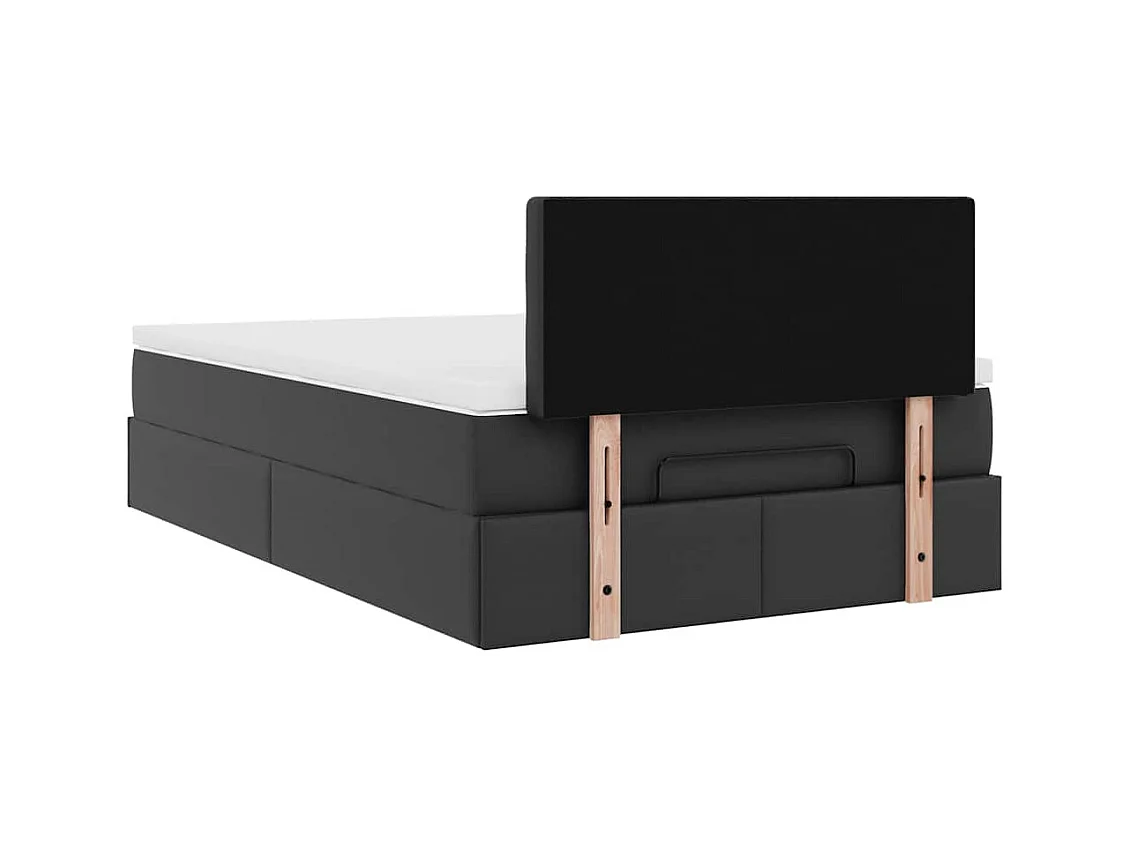 Cadre de lit ottoman avec matelas noir 120x200 cm similicuir