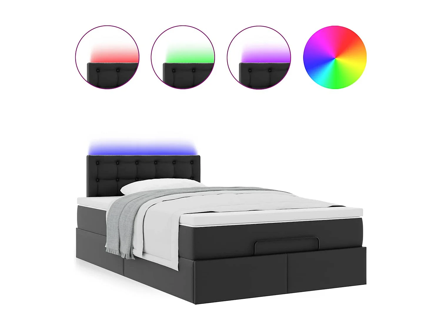 Cadre de lit ottoman avec matelas noir 120x200 cm similicuir