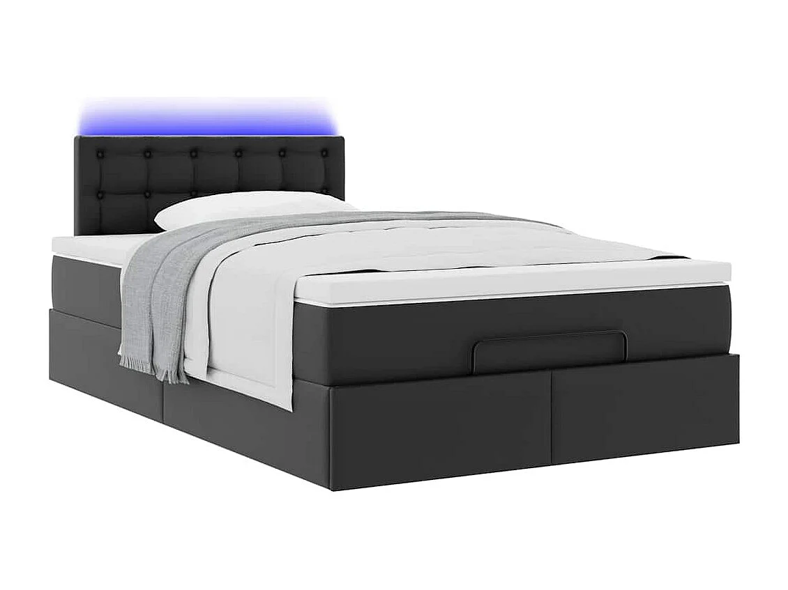 Cadre de lit ottoman avec matelas noir 120x200 cm similicuir