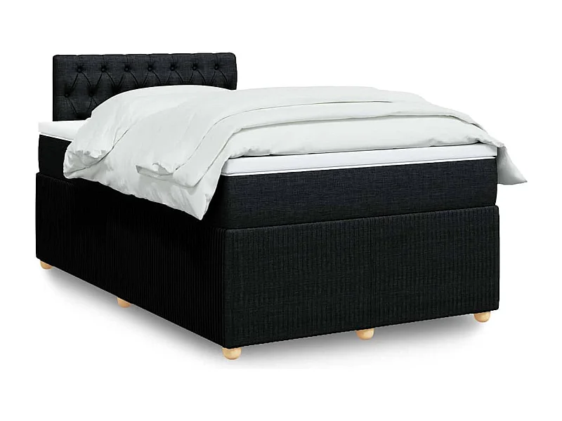 Cama boxspring com colchão 120x190 cm tecido preto