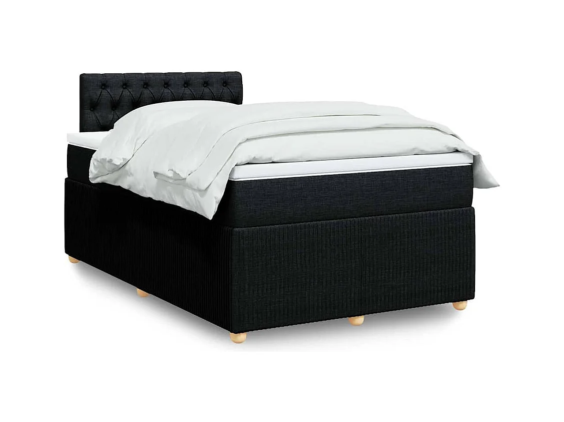 Cama boxspring com colchão 120x190 cm tecido preto