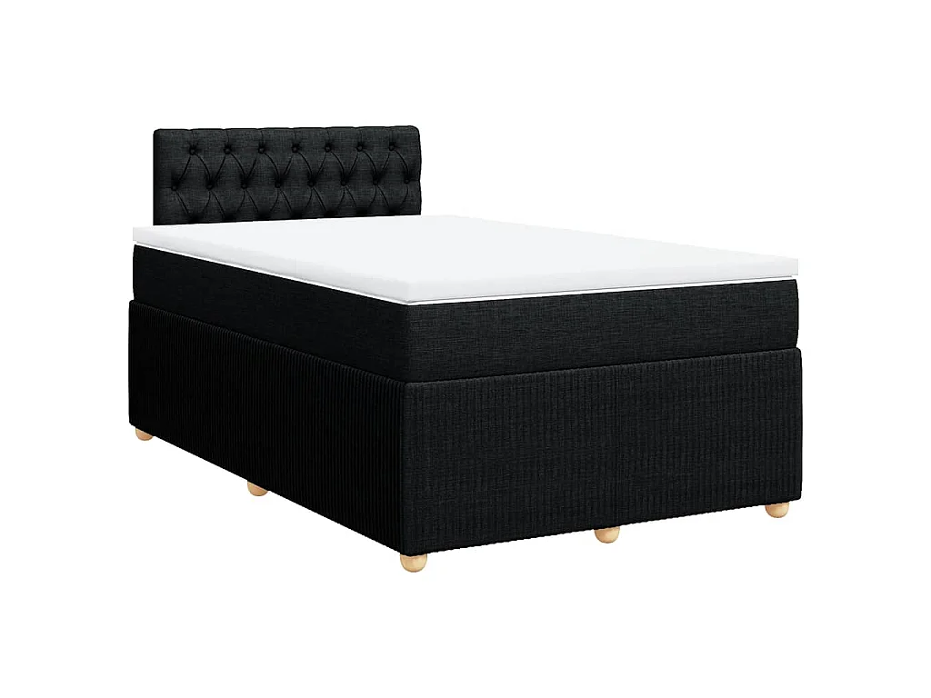 Cama box spring con colchón tela negro 120x190 cm