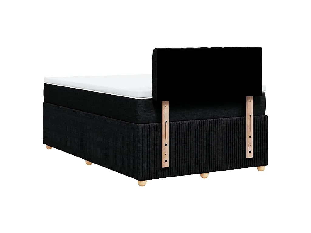 Cama box spring con colchón tela negro 120x190 cm