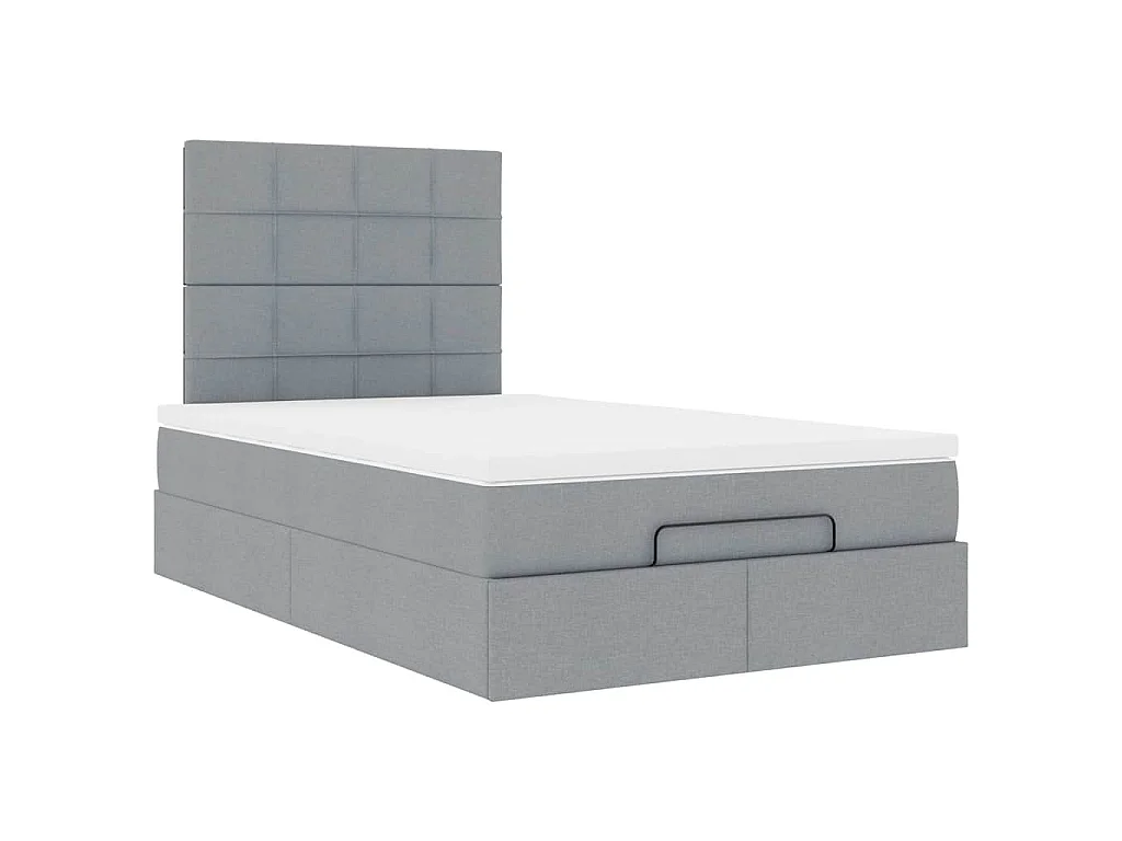 Ottoman bed met matras en LED's 120x190 cm stof lichtgrijs