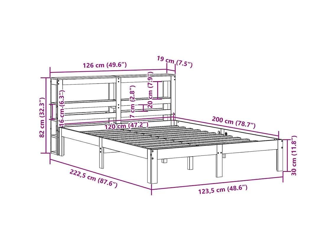 Cadre de lit avec tête de lit sans matelas blanc 120x200 cm