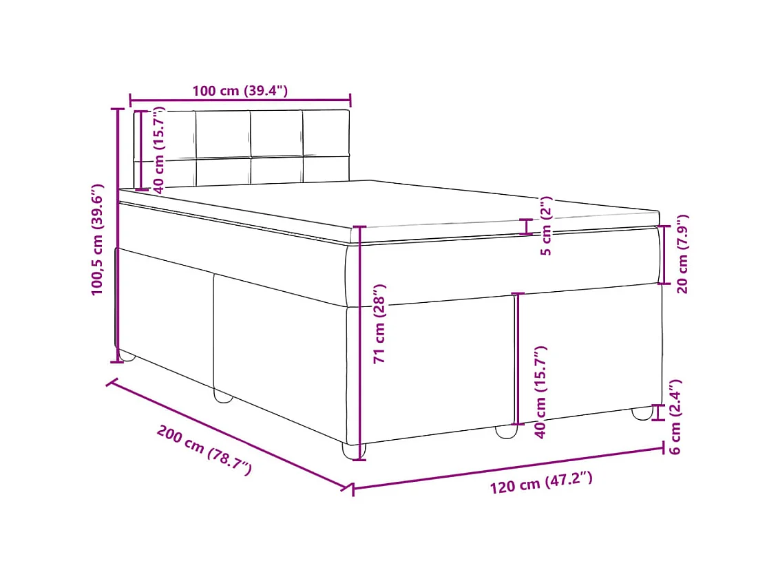Boxspringbett mit Matratze Blau 120x200 cm Stoff