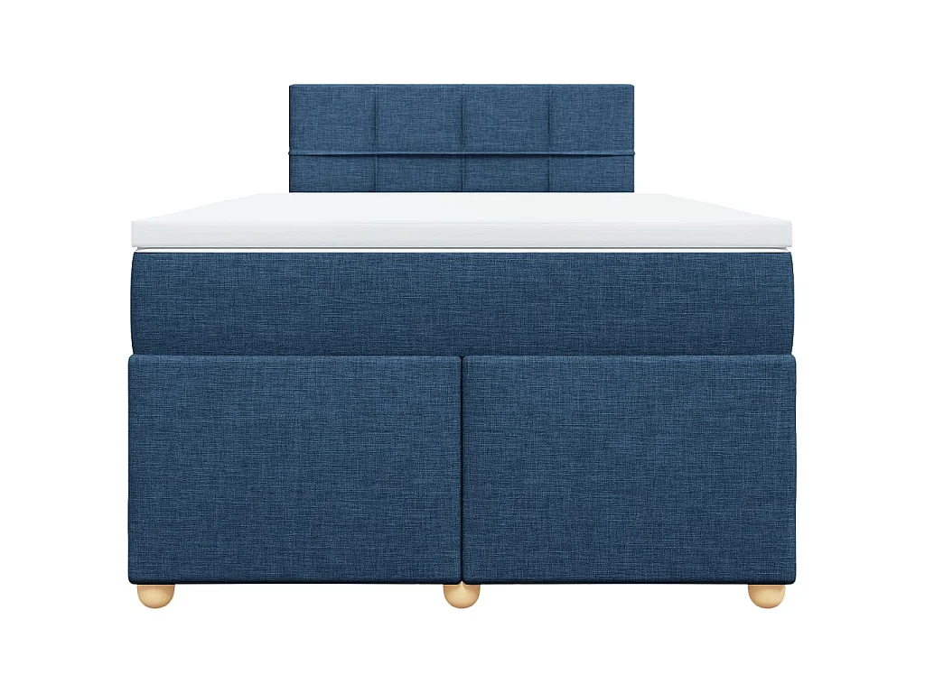 Cama box spring con colchón tela azul 120x200 cm