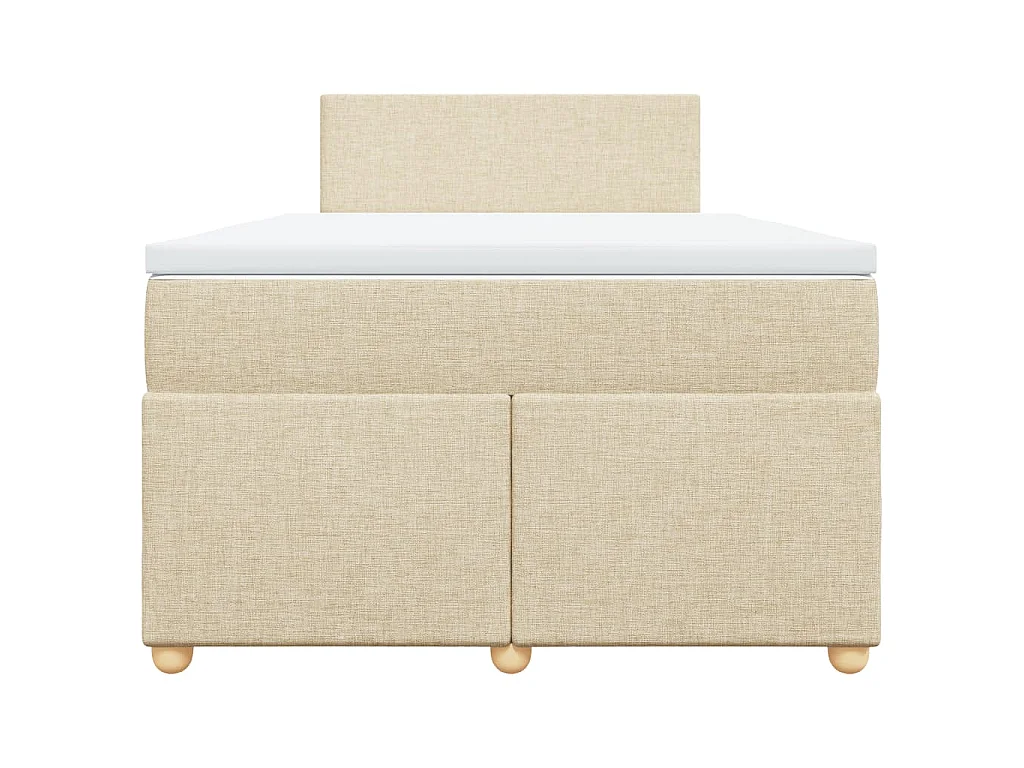 Cama box spring con colchón tela color crema 120x190 cm