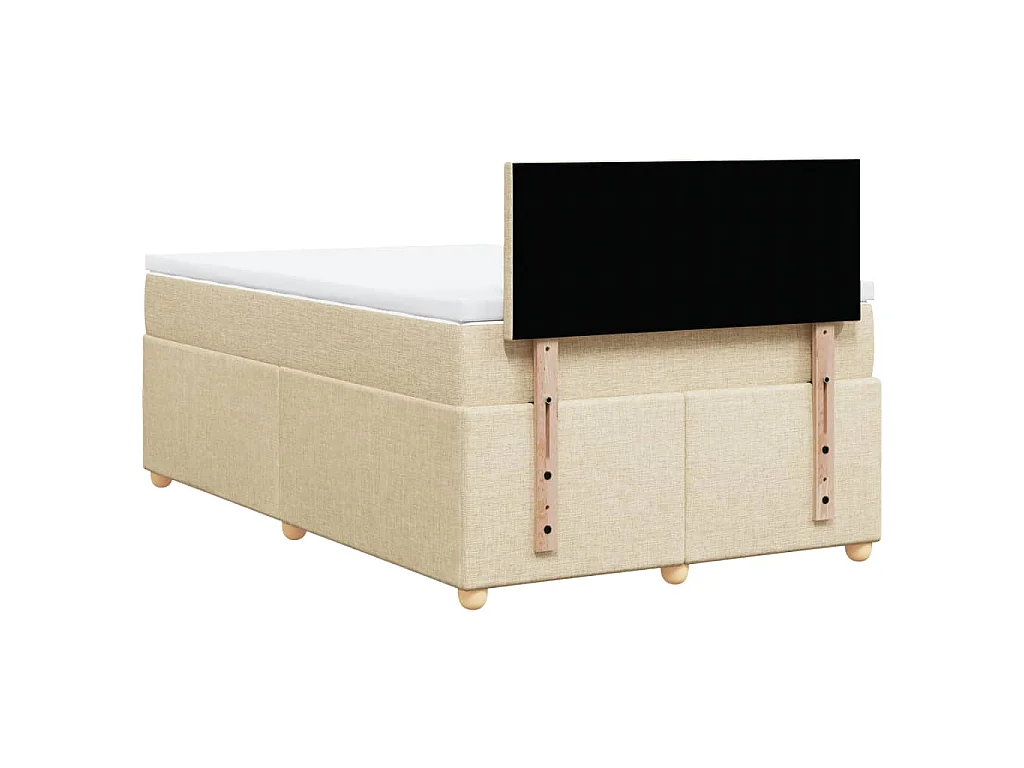 Cama box spring con colchón tela color crema 120x190 cm