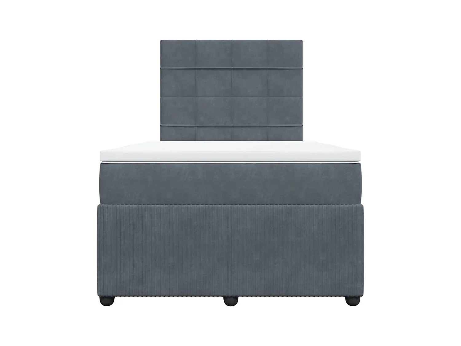 Sommier à lattes de lit et matelas gris foncé 120x190cm velours