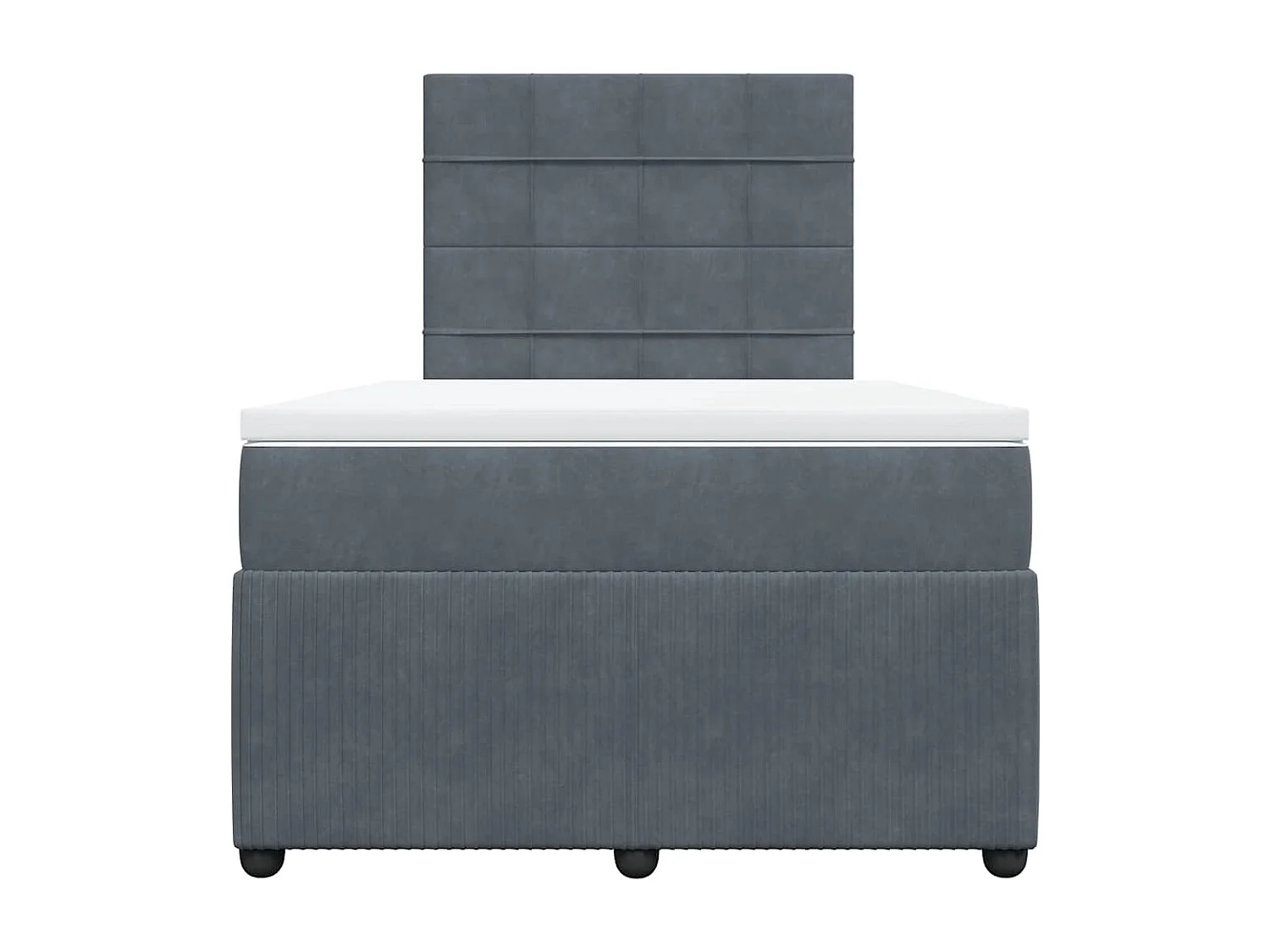 Cama box spring con colchón terciopelo gris oscuro 120x190 cm
