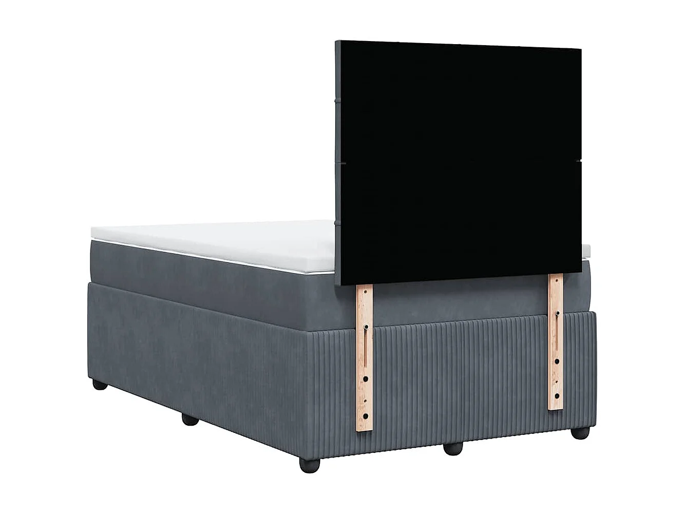 Cama box spring con colchón terciopelo gris oscuro 120x190 cm