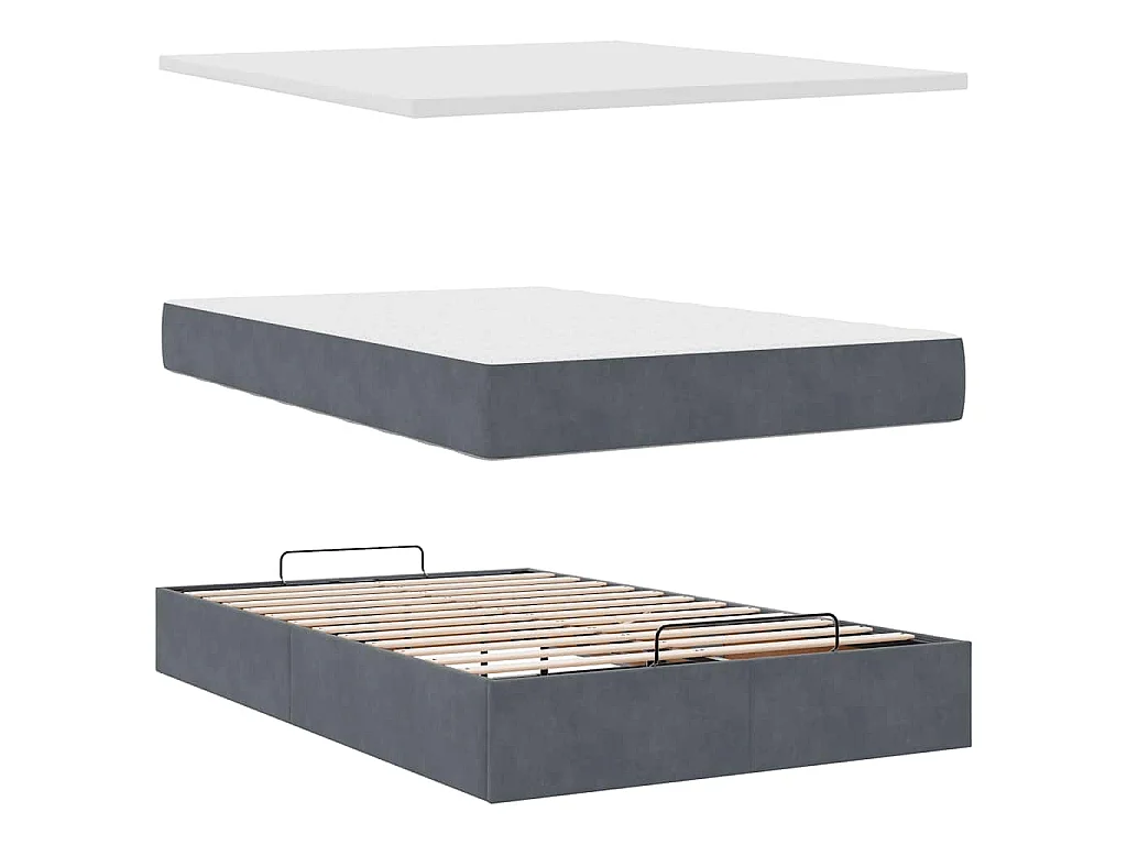 Ottoman-Bett mit Matratze Dunkelgrau 120x200 cm Samt