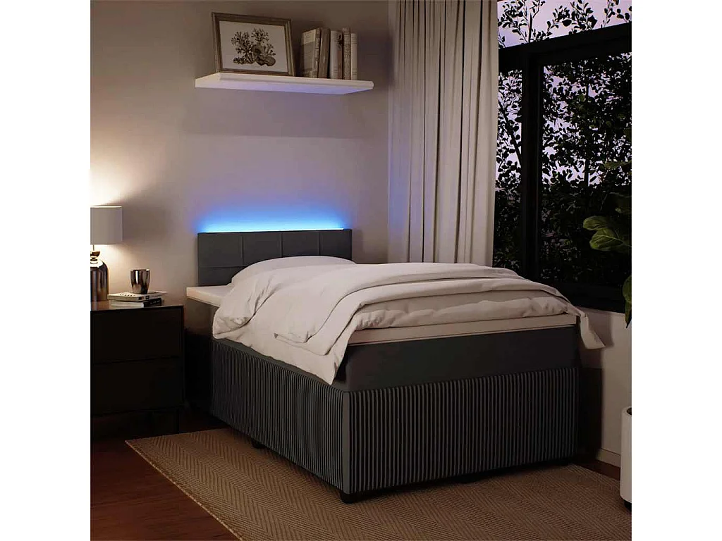 Boxspringbett mit Matratze Dunkelgrau 120x190 cm Samt