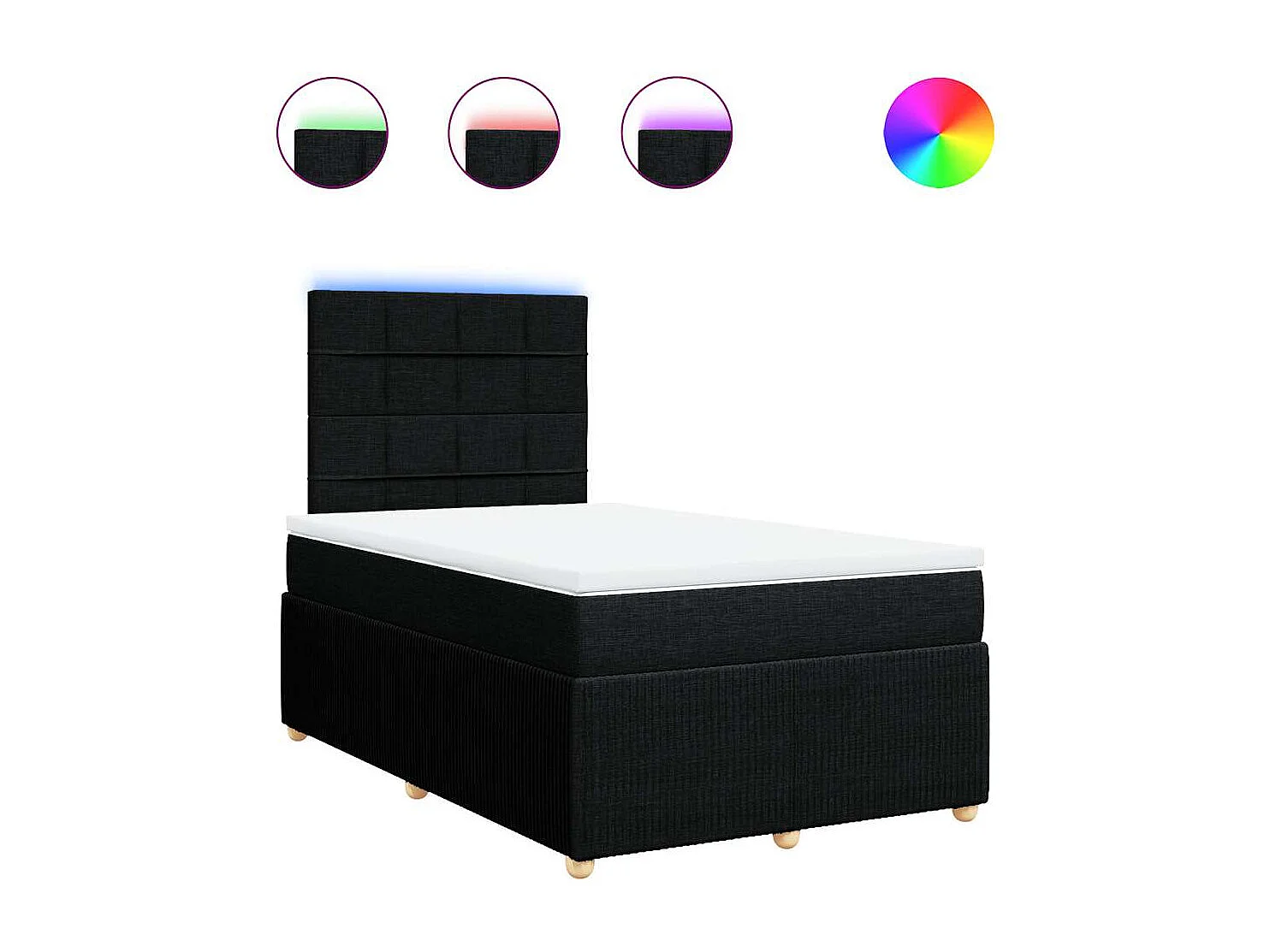 Giroletto a Molle con Materasso Nero 120x200 cm in Tessuto