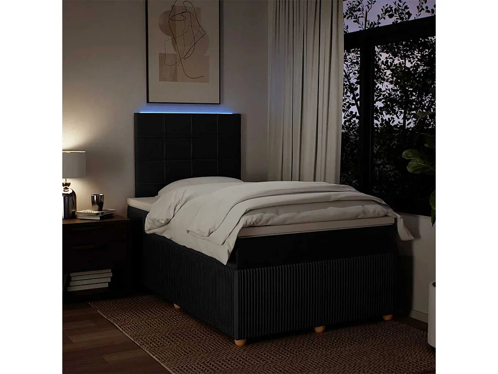 Giroletto a Molle con Materasso Nero 120x200 cm in Tessuto