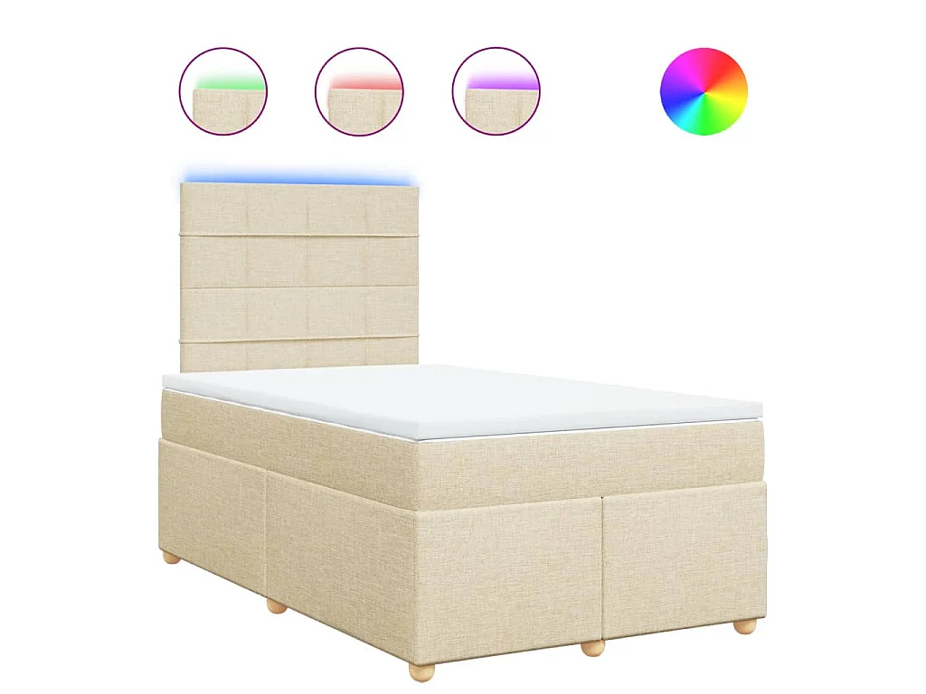 Sommier à lattes de lit avec matelas Crème 120x200 cm Tissu