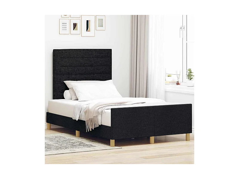 Cadre de lit avec tête de lit Noir 120 x 200 cm tissu